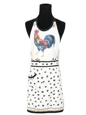 SIMPLY WHIMSICAL Apron Rooster Multicolor Polkadot Cotton